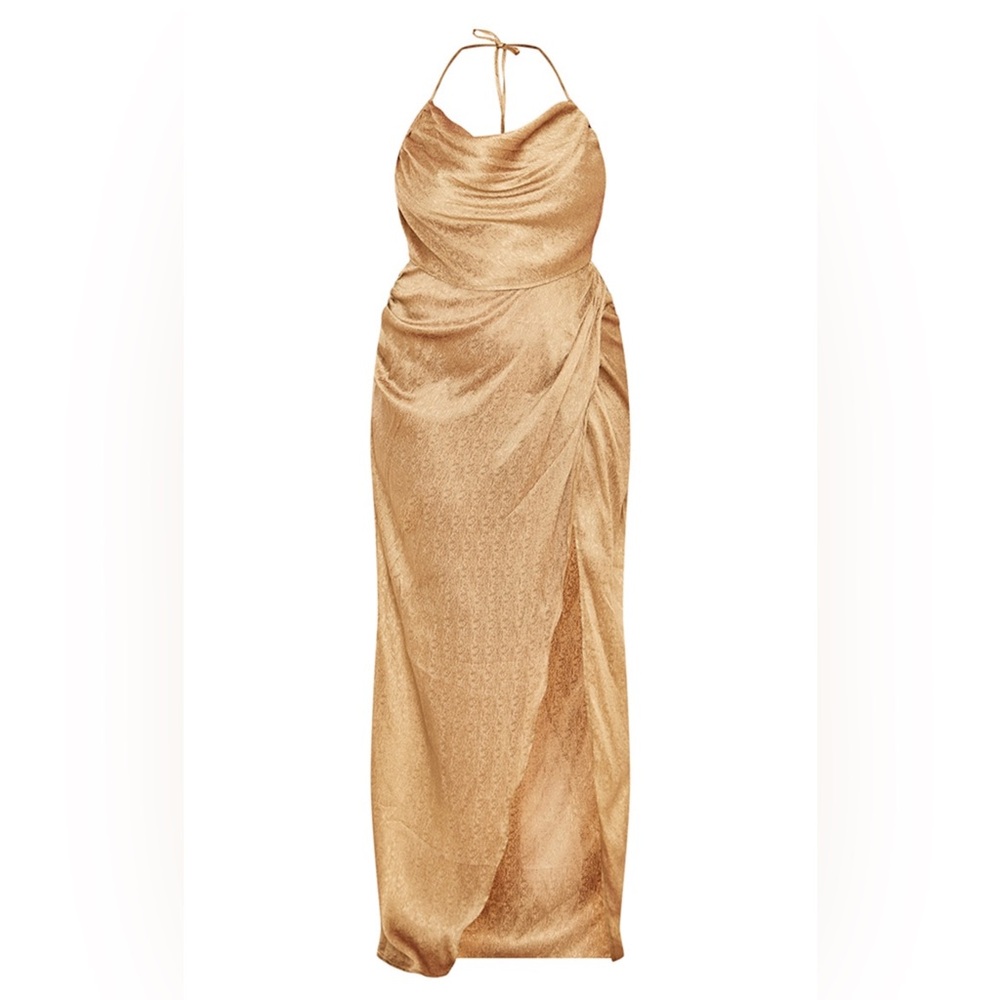 Pretty Little Thing Gold Cowl Neck Maxi